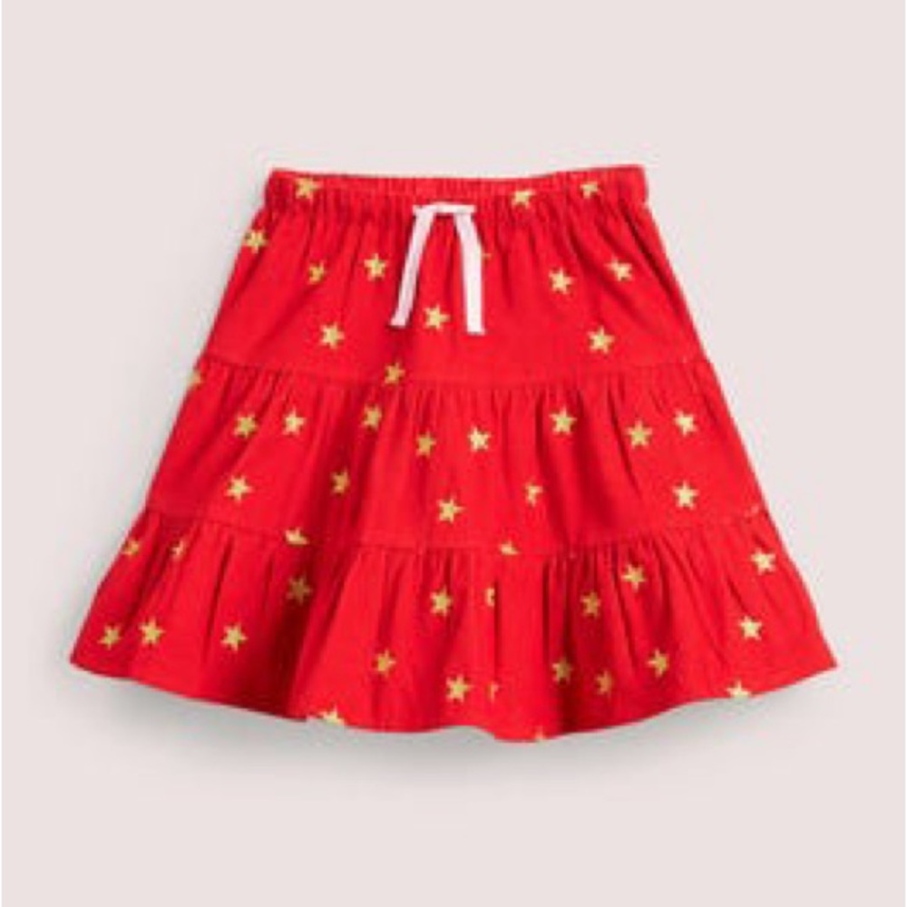 Mini Boden Embroidered Twirly Midi Skirt in Rockabilly Red